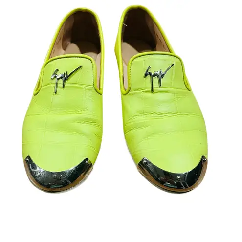 Giuseppe Zanotti Neon Croc Embossed Leather Smoking Slippers Size 36 (6 US)
