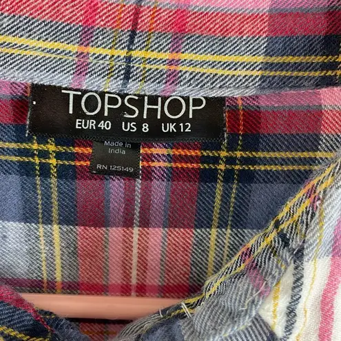 Topshop  Flannel Button Down Shirt Size 8