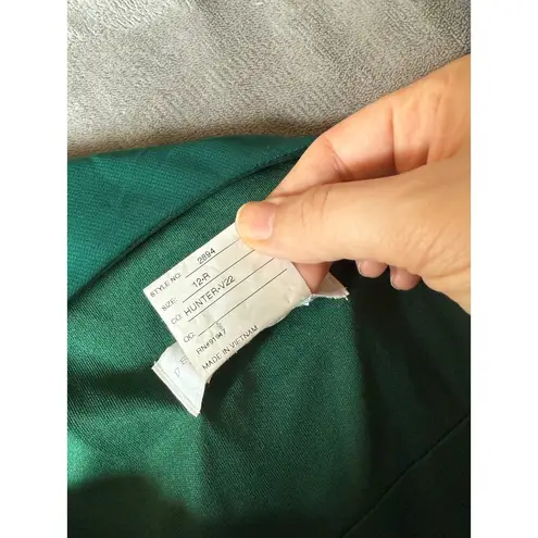 NWT Dessy 12 Regular Green Gown SLEEVELESS DRAPED CHIFFON MAXI DRESS FRONT SLIT