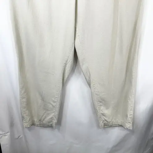 Woman Within Plus Size 28W Pants Beige Linen Pull On Elastic Capsule Solid 324