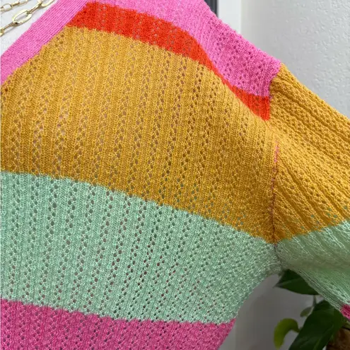 Dee Elly NWT Women’s Multi Color Striped Cropped Cardigan Sweater | Size L