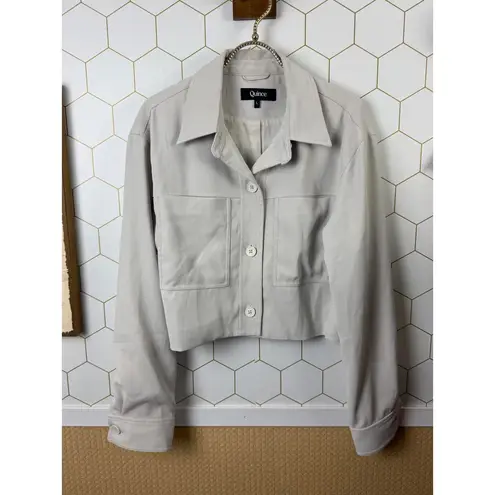 Quince Gray and Sand Stretch Crepe Cropped Jacket - Size - Large