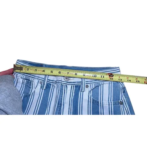 American Eagle Striped Mom Jeans Size 0 Blue White Cotton High Rise Retro Trendy