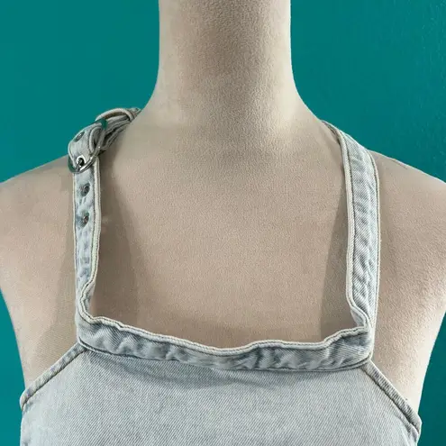 We Wore What NWT Denim Cut out Skirt Light Wash Blue Mini Chic Size M