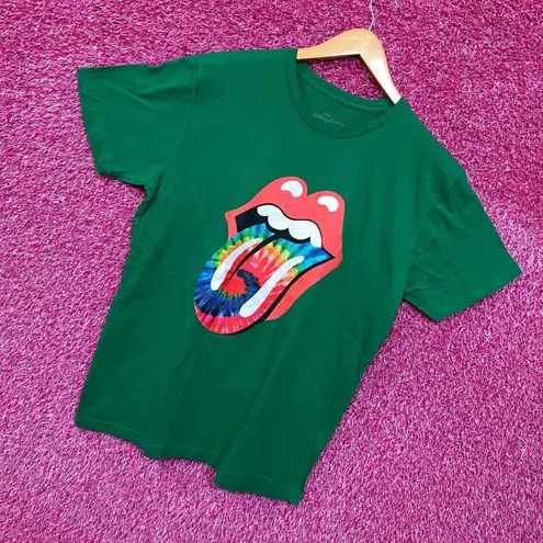 The Rolling Stones Green Tie dye Hot Lips Tshirt size Large