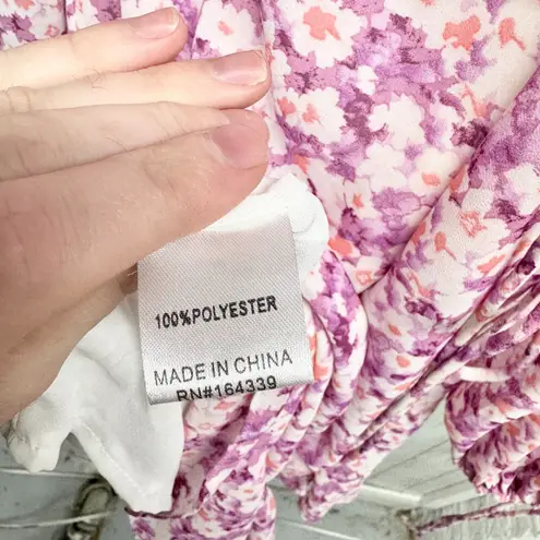 Petal and Pup Dress Women Size 2 Paige Purple Mini Flared Sleeve Floral Fit Flare