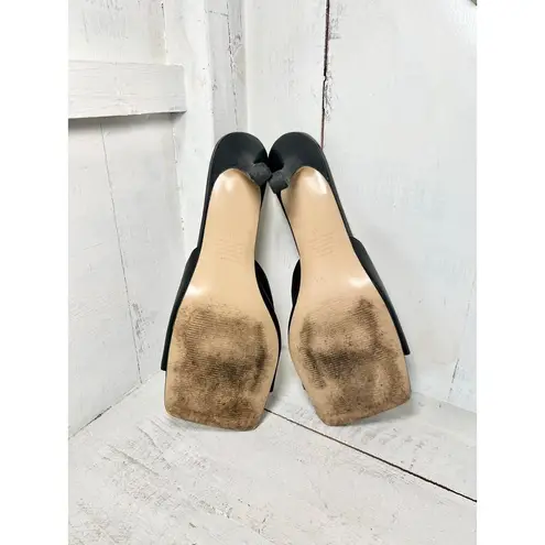 Alias Mae Leni Leather Slip On Wide Strap Mule Heels Black Women's Size 40 / 9