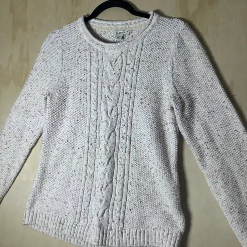 LL Bean Women’s Crewneck Pullover Sweater Henley Size Small White