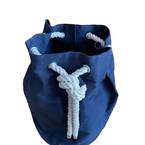 Jean Paul Gaultier Lg Navy Canvas Duffle Backback Nautical Rope Drawstring