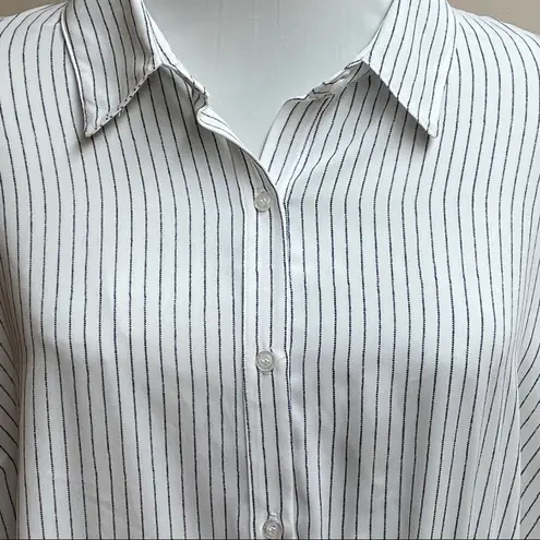 Rachel Roy Long Sleeve White Striped Tunic/Blouse