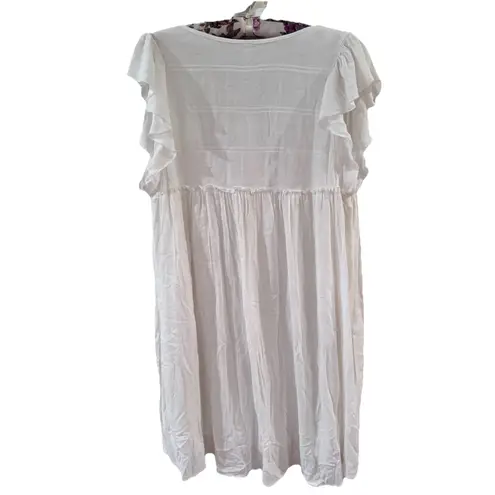 Gentle Fawn White Cottagecore Pleated Mini Dress XL Boho Minimalist Coastal