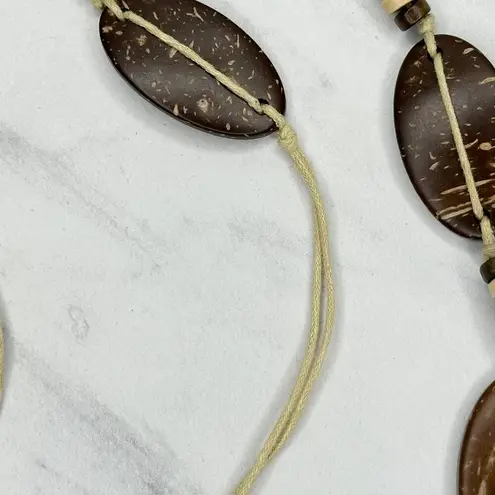 Coconut Shell Beaded Tie Belt Boho Natural Brown Medium (M) ✨