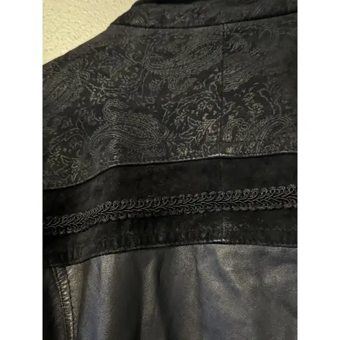 Vintage Pelle Studio Black Leather Trench Coat Full Length Long Duster Jacket