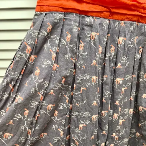 MATA TRADERS Size XS Gray and Orange Dress with Giraffes