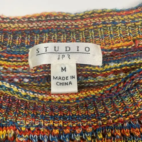 Studio JPR Multicolor Open Knit Sweater Multicolor Red Womens Medium