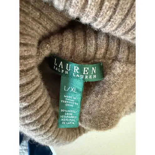 Lauren Ralph Lauren Wool Rabbit Hair Brown Short Sleeved Turtleneck Sweater L/XL Size L