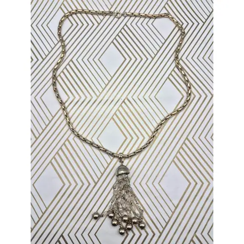 None Cute Thick Gold Tone Chain with Dangle Tassel Pendant 24" Statement Fashion