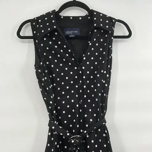 Jones New York Vintage 90s polka dot black dress size 8