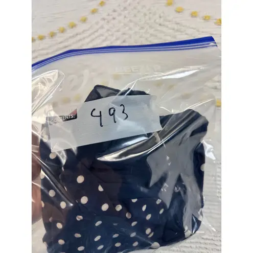 Bleu Navy Blue and White Dot Print Tunic Top Stylish Casual Short Sleeve L Size L