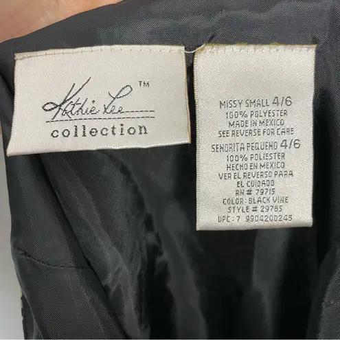 Vintage Asymmetrical Dress Paisley Black Beaded Spaghetti Straps Missy Small 4/6