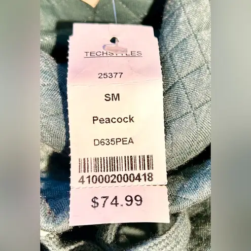 TECHSTYLES Snowbird Quilted Funnel Neck Kangaroo Pocket Pullover NWT Sz Small Green