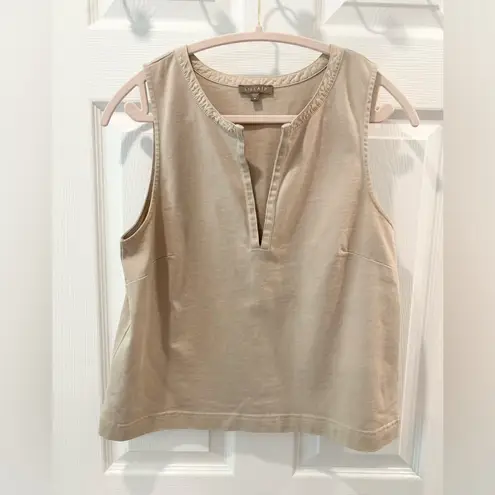 Lilla P Hook & Eye Sleeveless Women's Top in Pebble size Medium Tan