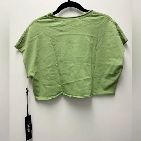 NWT Civil Regime Classic Script Slouchy Cropped Muscle Shirt, Green | Size Small