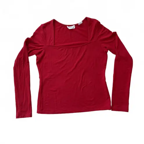 Marcella NYC Yvonne Square Neck Top Shirt Long Sleeve Red Women's Size Large