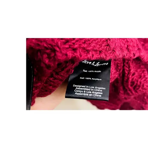 For Love and Lemons Layton Cableknit Sweater Skirt Burgundy Size M Preppy Cozy Red Size M