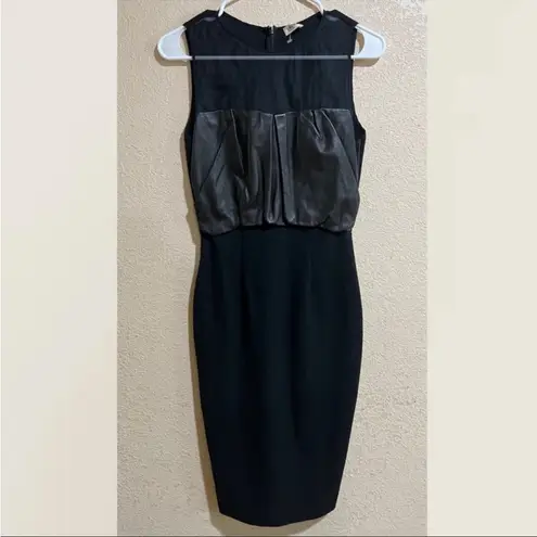 L'Agence L’Agence black leather wool sheath dress - SAMPLE