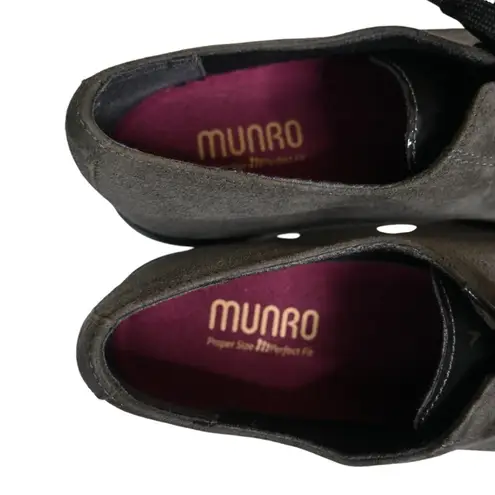 Munro Womens 8.5N Veranda Brown Suede Patent Leather Lace Up Oxford