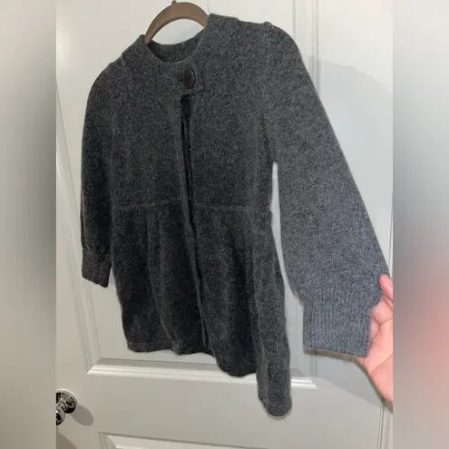 BCBGMAXAZRIA Wool Angora ButtonFront Peplum Cardigan Quiet Luxury Classic Chic M