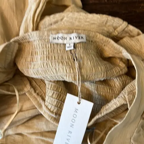 Moon River Smocked Gauze Tiered Maxi Dress Cream Size Small Anthropologie NWT