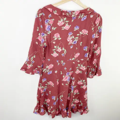 Auguste Rosa Rumba Blush Pink Floral Sleeved Mini Dress Women's Size 4 NWT