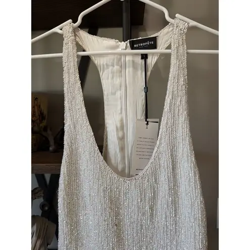 retrofete Cydney Sequin Dress Moonglow White Womens Size Large