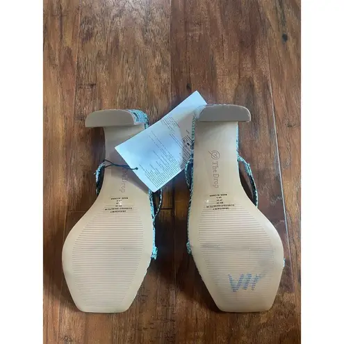 The DROP Avery Square Toe Sandal MINIMALIST SEXY Size 8 Teal Snake Blue