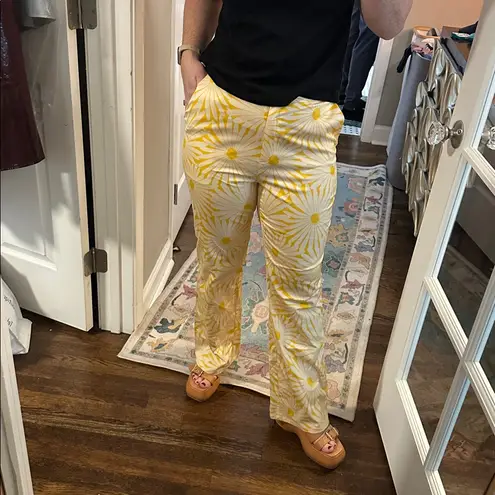 NWT Flora Bea NYC Daisy Pants Yellow White Size M
