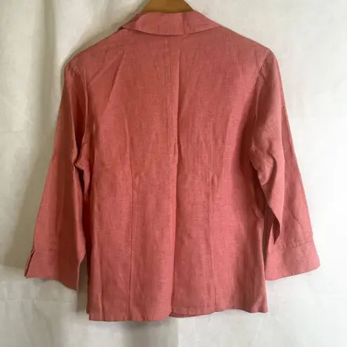 White Stag Pink Linen Blend Button Up Lightweight Jacket Size Small 4/6