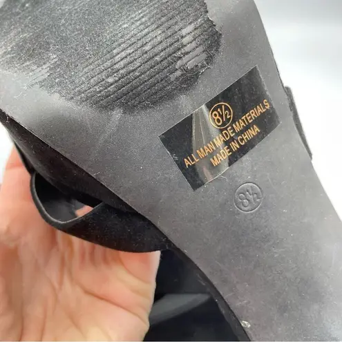 Lulus  Black Faux Suede Chunky Heel Platform Heels Womens 8.5 Y2K 90s Peep Toe thumbnail 6