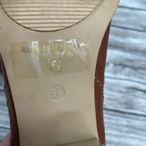 Unbranded Faux Leather Notched Ankle Booties 8.5 Cognac Warm Brown Exposed Ankle Size undefined