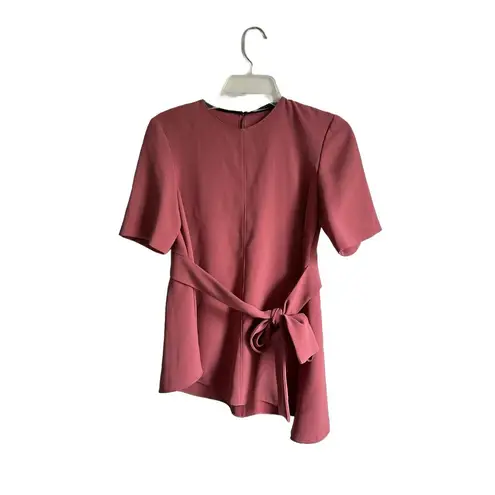 ZARA  Belted Short Sleeve Asymmetrical Top Russet-red Size Small