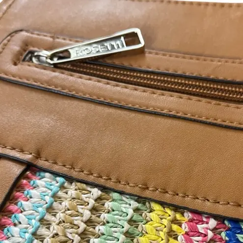 Rosetti Rossetti Crossbody Bag Pink Blue Yellow Tan Woven Fabric Faux Leather Medium
