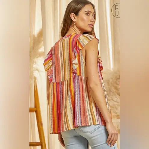 NWOT Savanna Jane Aztec Embroidered woven top size medium Red