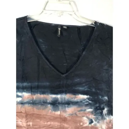 Versona Women's Tie-Dye Pullover V-Neck Long Sleeve Top Black Brown Size Medium