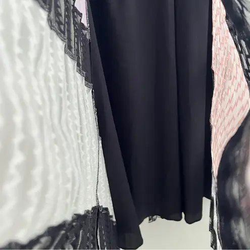 Gracia Black and Lavender pleated Maxi Skirt NWT