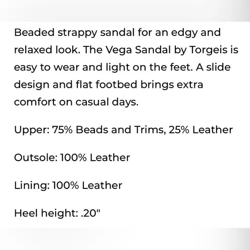 Torgeis Vega Beaded Thong Sandals w Ankle Strap Black Leather India Women’s 7