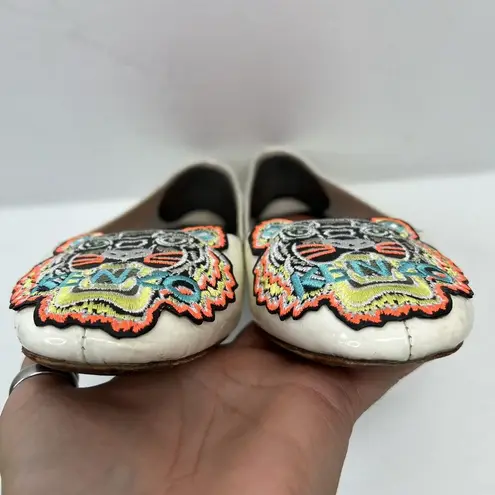 KENZO Paris Size 37.5 US 6.5 Brenda Tiger Ballerinas Flats Glossy Patent Leather