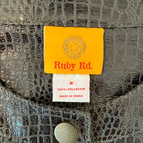 Ruby Rd. Faux Alligator Moto Jacket Snap Button Front