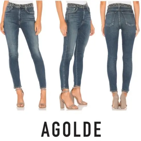 AGOLDE  Roxanne Skinny Silver Toned Studded Jeans