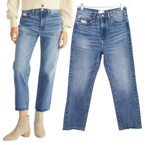 Driftwood Royce Jean Medium Blue Wash Straight Leg Raw Hem Cotton Women's 26